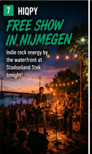 Hiqpy performing outdoor waterfront show on a summer evening.