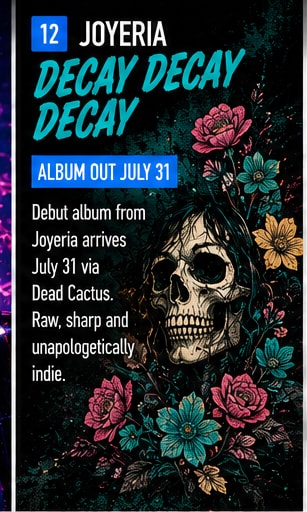 Joyeria album artwork aesthetic — floral skull imagery with roses against a dark moody background.