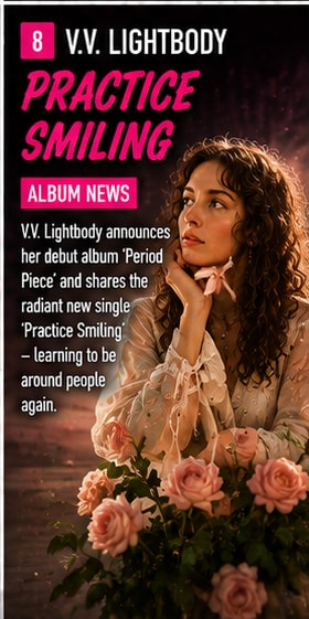 V.V. Lightbody posing elegantly for her self-produced album Period Piece.