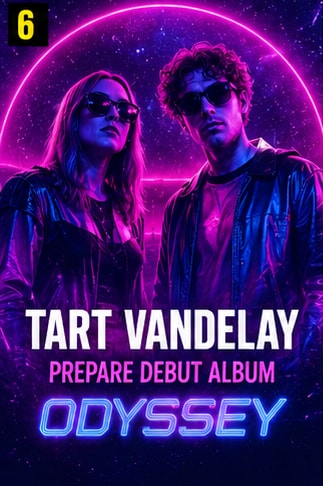 Futuristic synth-pop setup for Tart Vandelay debut album Odyssey.