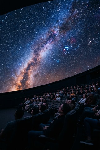 Ethereal starry planetarium dome projection for Phoebe Bridgers Lost Weekend album listening experience.