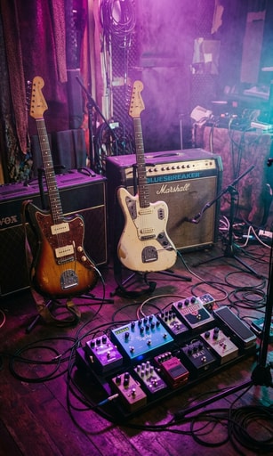 Shoegaze guitar pedals and amplifiers capturing the dreamy atmosphere of Soft Science's Fade.