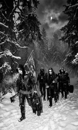Norwegian heavy metal outfit Avrak in a moonlit winter forest following their Peaceville signing.