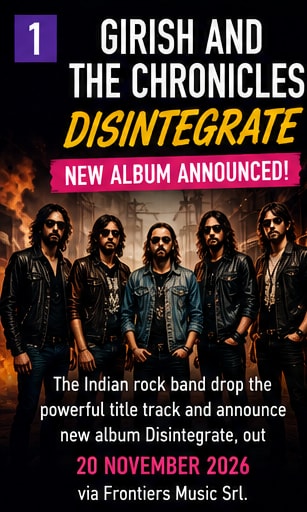 Girish and the Chronicles announce new hard rock album Disintegrate via Frontiers Music Srl.