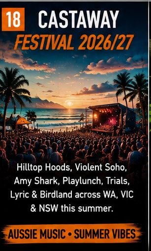 Castaway Festival announces all-Australian headline lineup for 2026 and 2027.