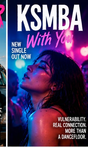 Poster for KSMBA single With You featuring neon magenta and cyan club lighting and introspective electronic aesthetics.