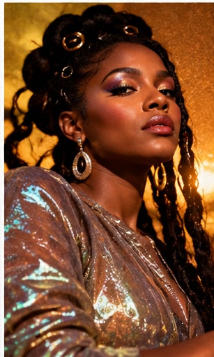 Dawn Richard in a shimmering gold outfit celebrating New Orleans Creole heritage at sunset.