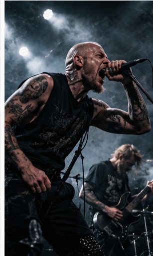 Power Trip performing intense crossover thrash live on stage with roaring vocals and heavy guitars.